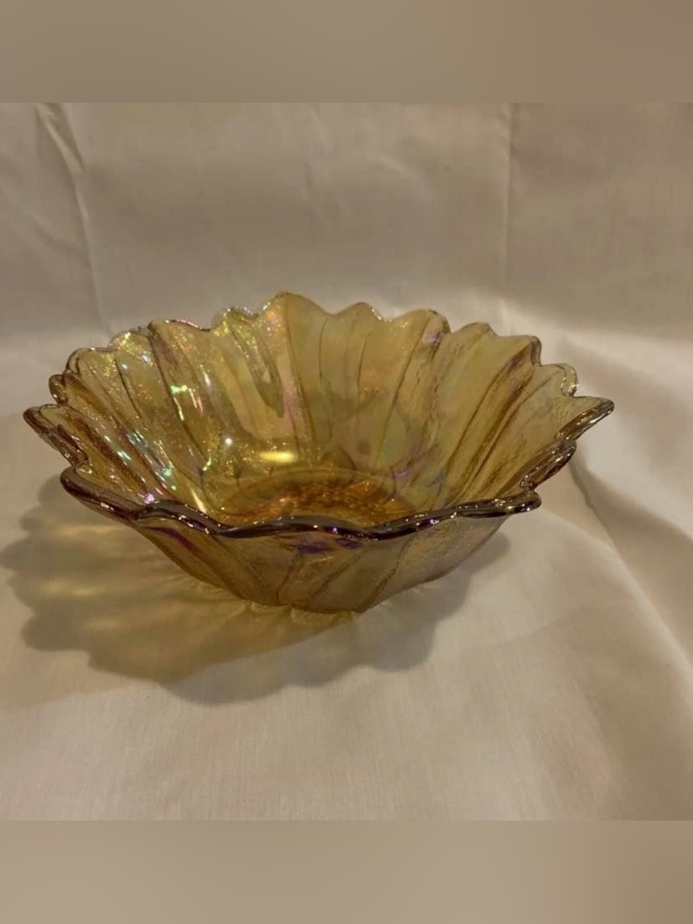 Iridescent Gold Glass Decorative Bowl - Home Art